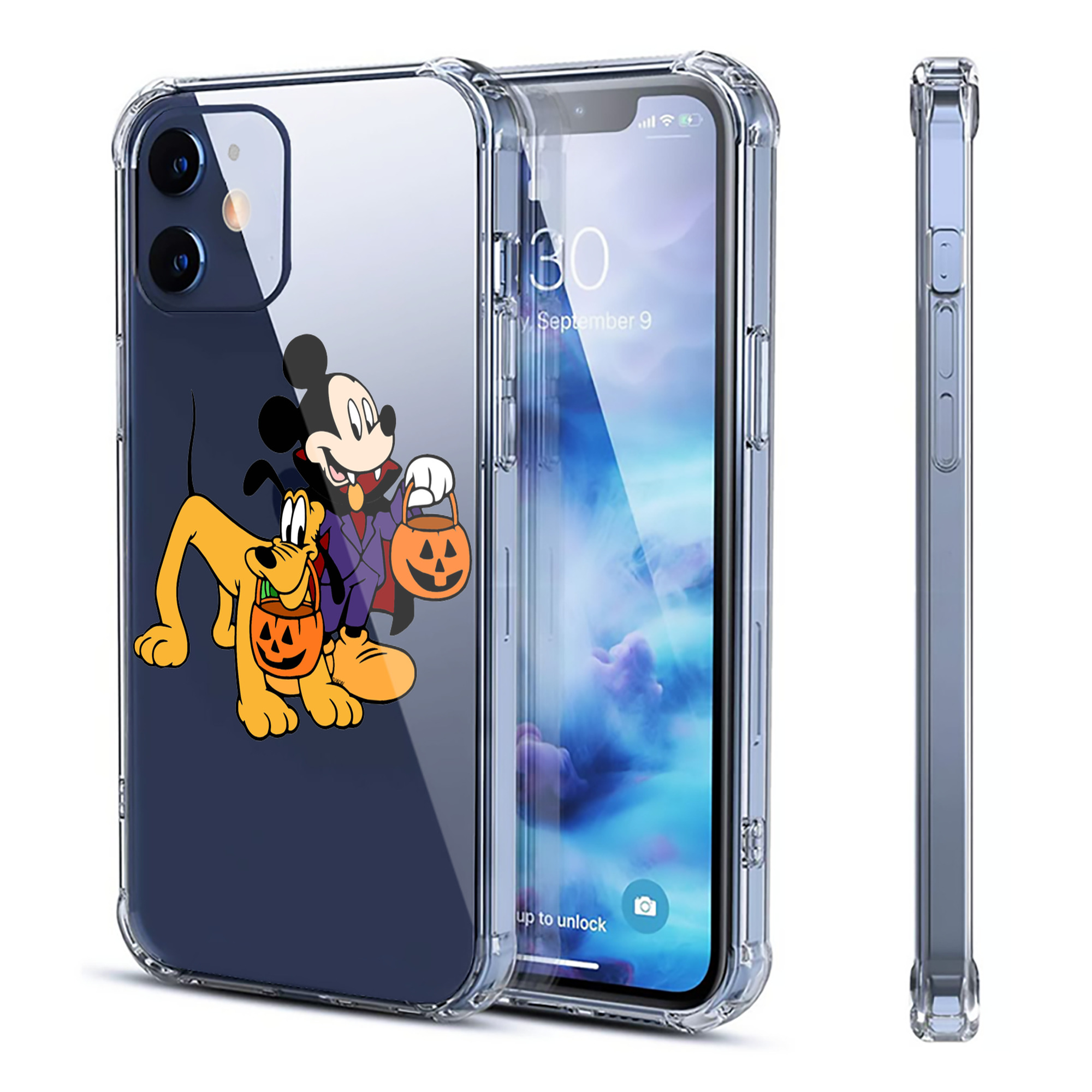 （画像用） ミッキーマウス Mickey Mouse 【iPhone 12シリーズ対応】透明スマホケース（クリアソフトケース）